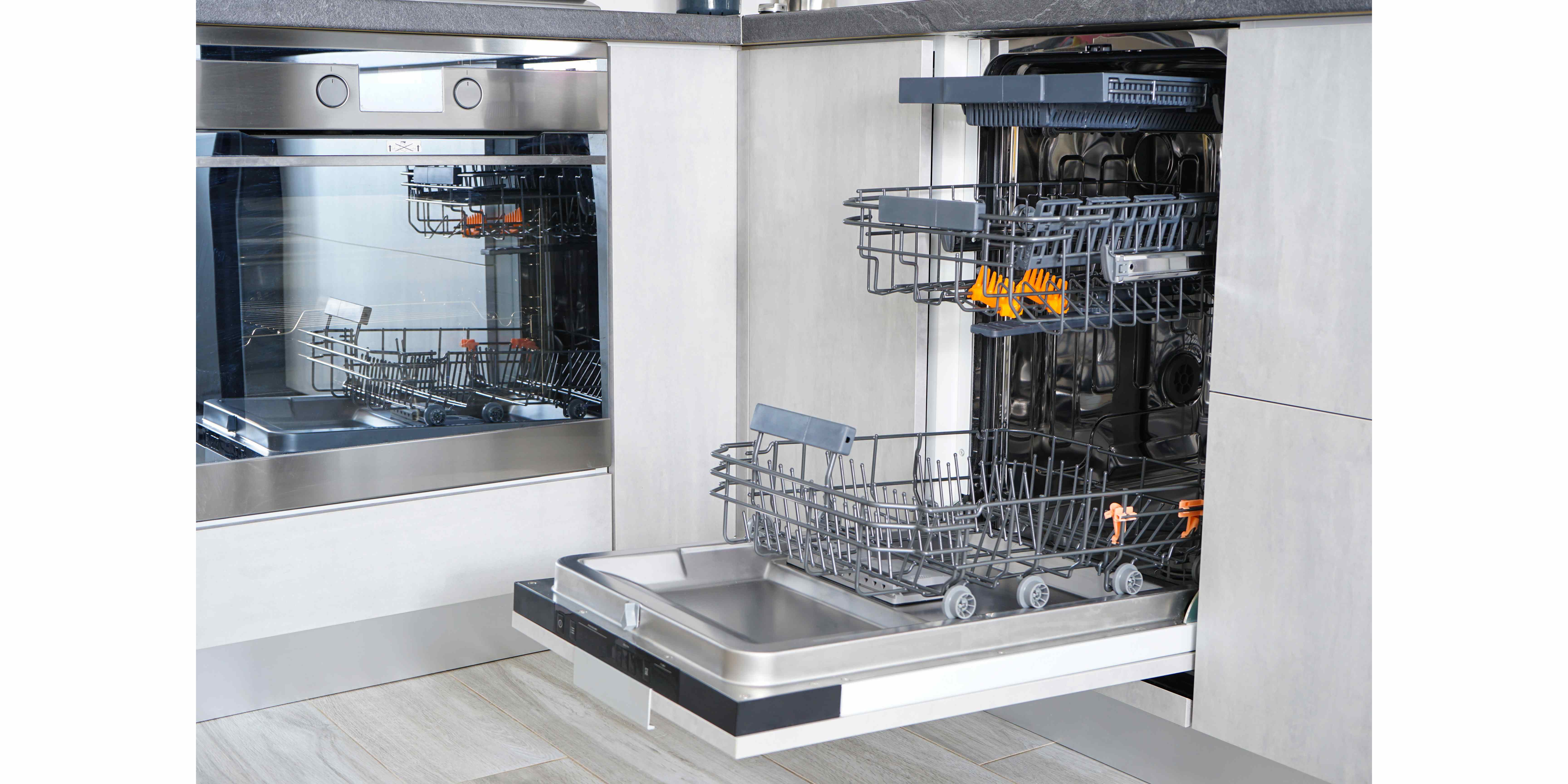 open empty dishwasher washing dishes in the dishwasher open automatic dishwasher