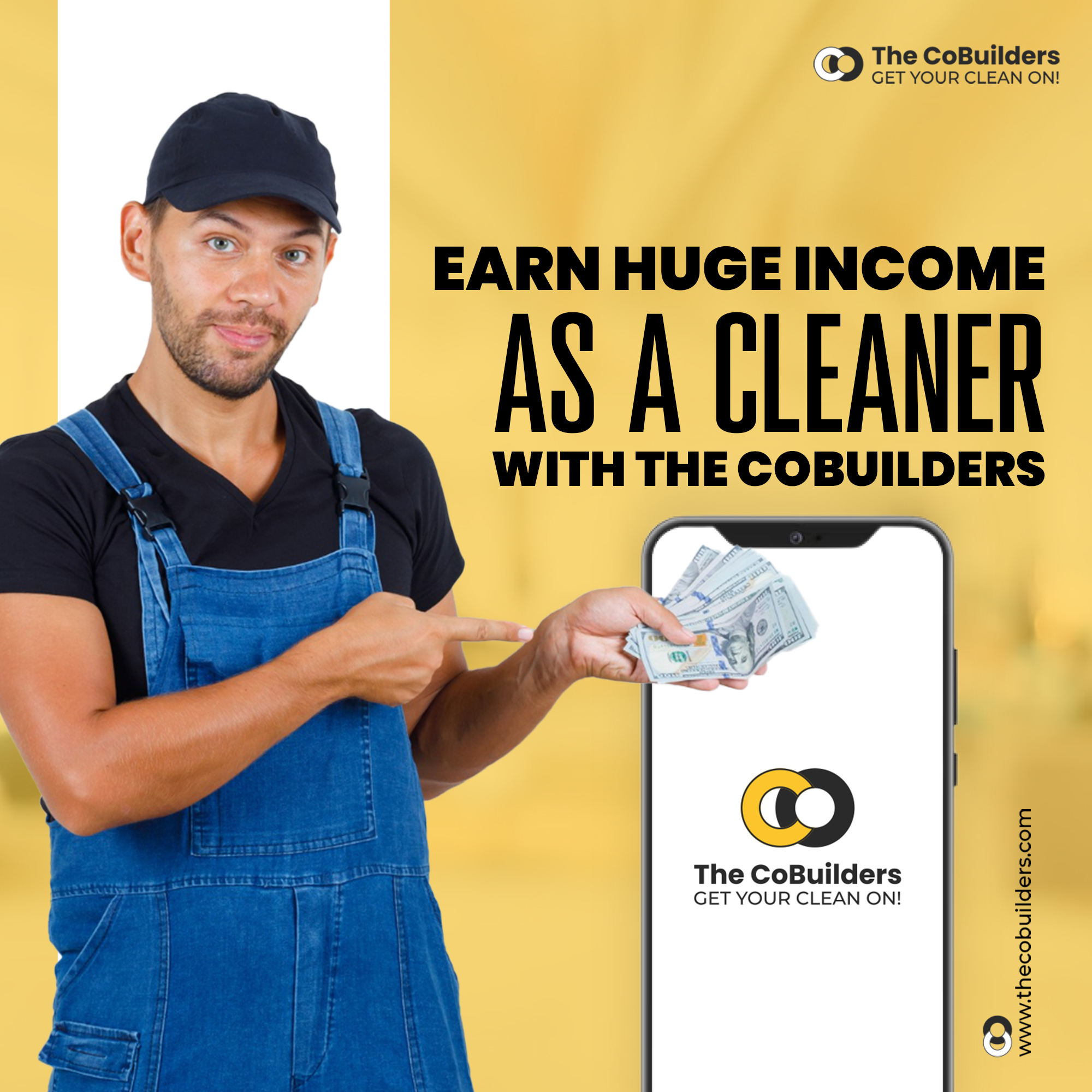 picture of a cleaner in a house cleaning ad