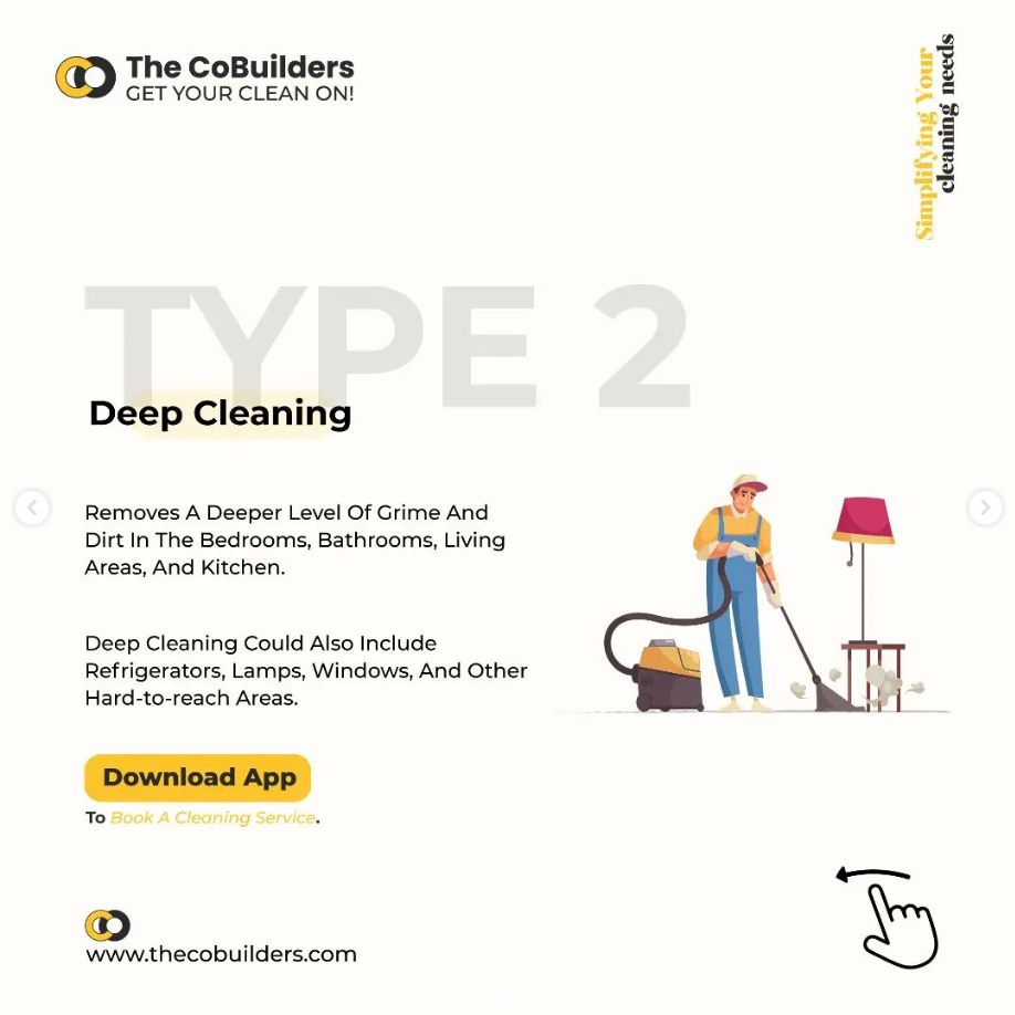 cleaner using a vacuum cleaner in a deep cleaning ad