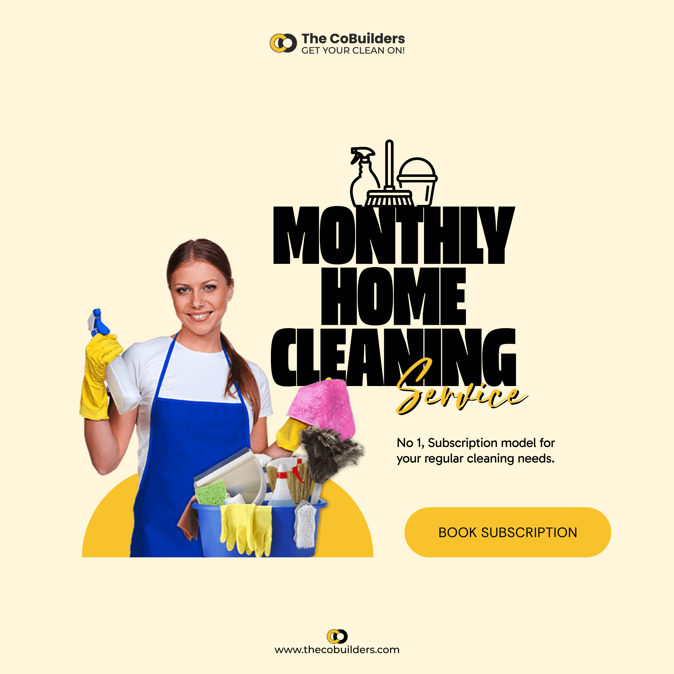 female house cleaner advertising monthly home cleaning
